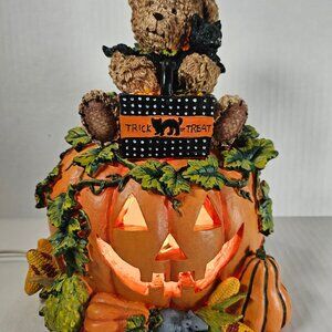 Vintage Gloria Jeans Exclusive Halloween Light Up Pumpkin With Cute Bear